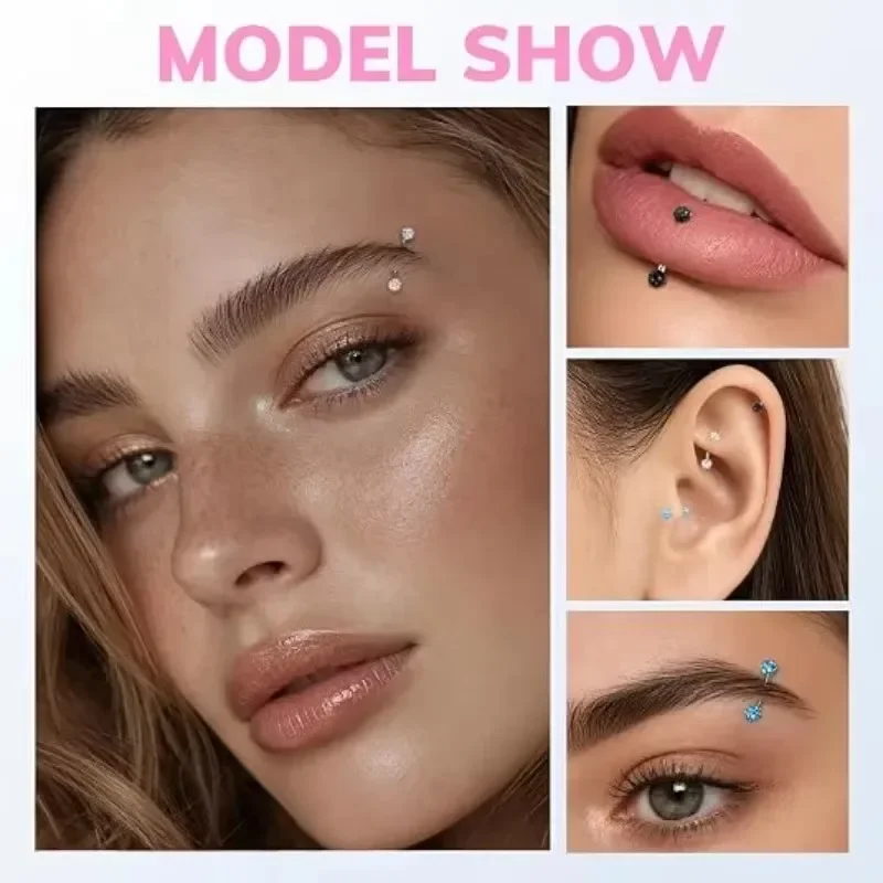 6Pairs 16G Piercing Jewelry Ro - Body Jewelry Surgical Steel ulasan dan harga
