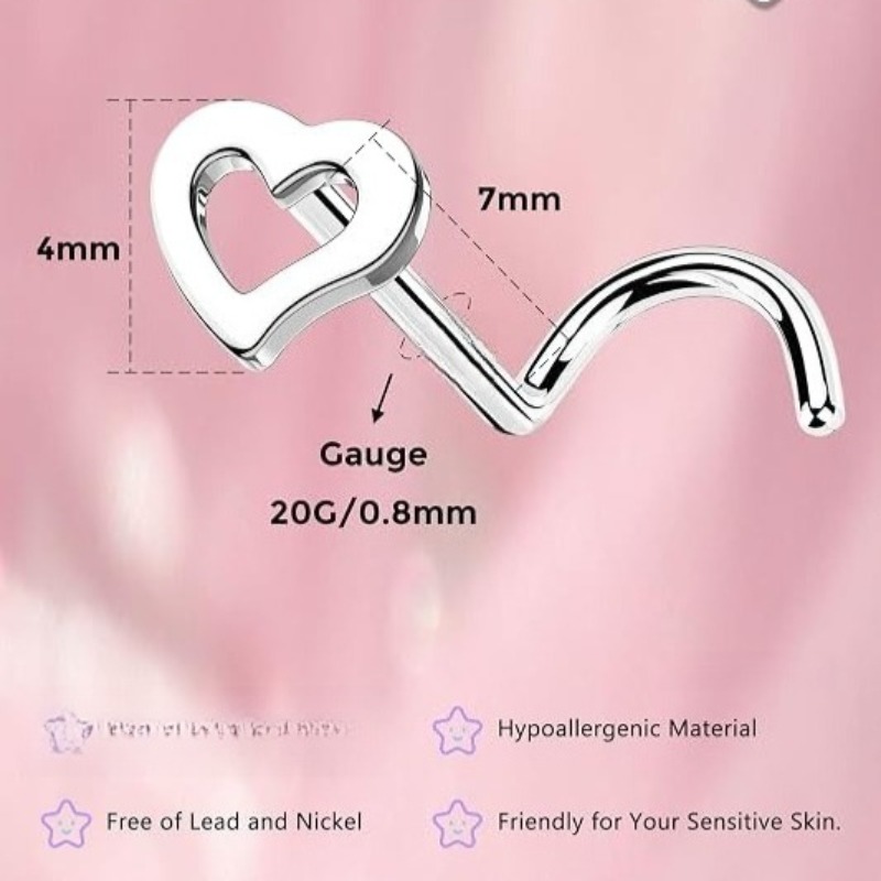 5pcs 20G Surgical Steel Heart  - Body Jewelry Surgical Steel ulasan dan harga